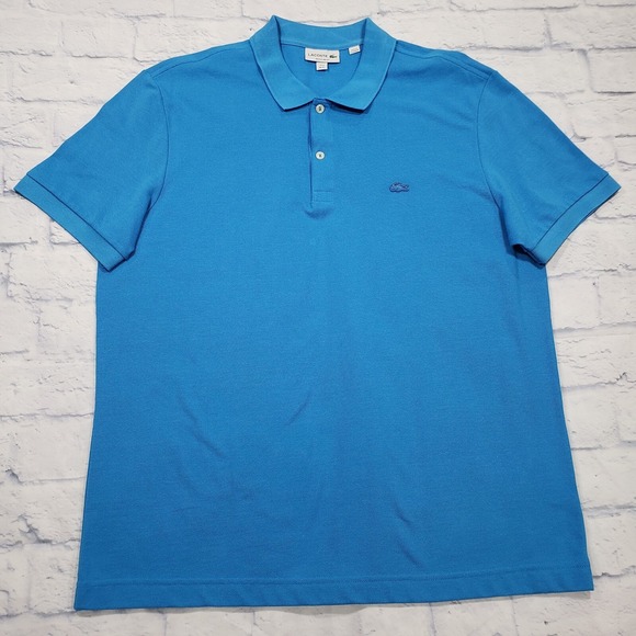 Lacoste Polo Shirt MENS SIZE 6 / XL Regular Fit Blue Crocodile Logo 100% Cotton - Picture 1 of 11